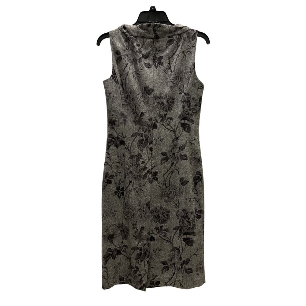 NWOT Talbots Wool Tailored Dress, Gray w/ Black Flowers, Size 4 - Picture 6 of 6
